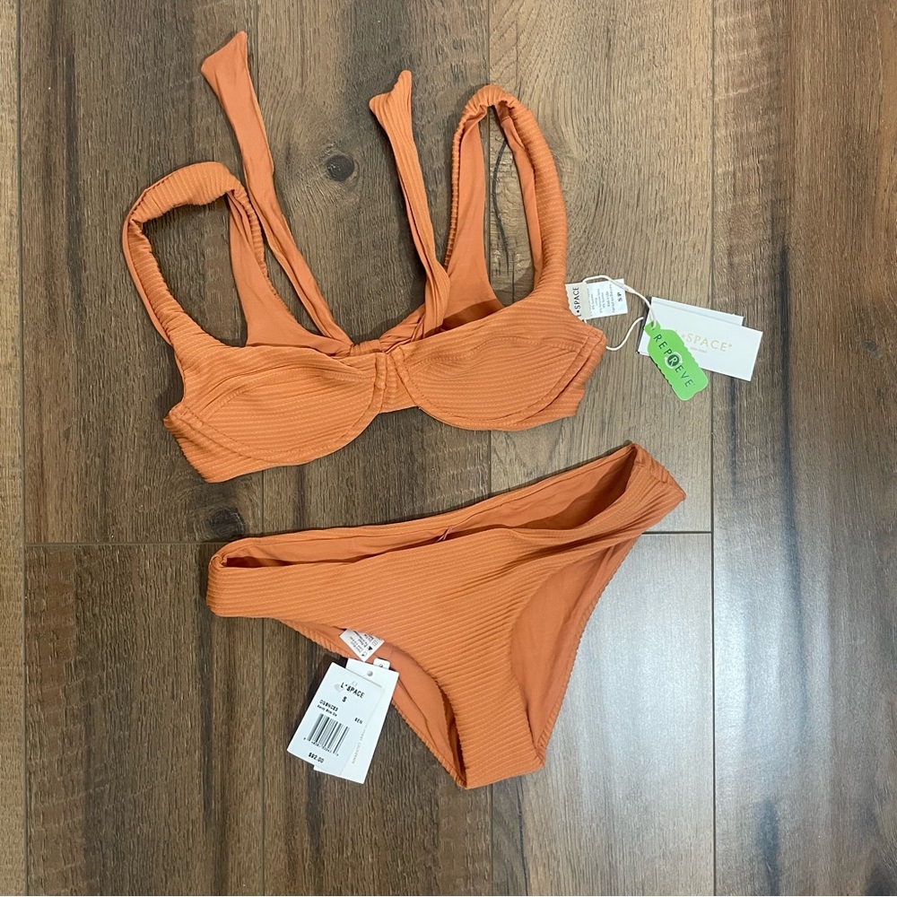 L. Space Orange Bikini Set. NWT